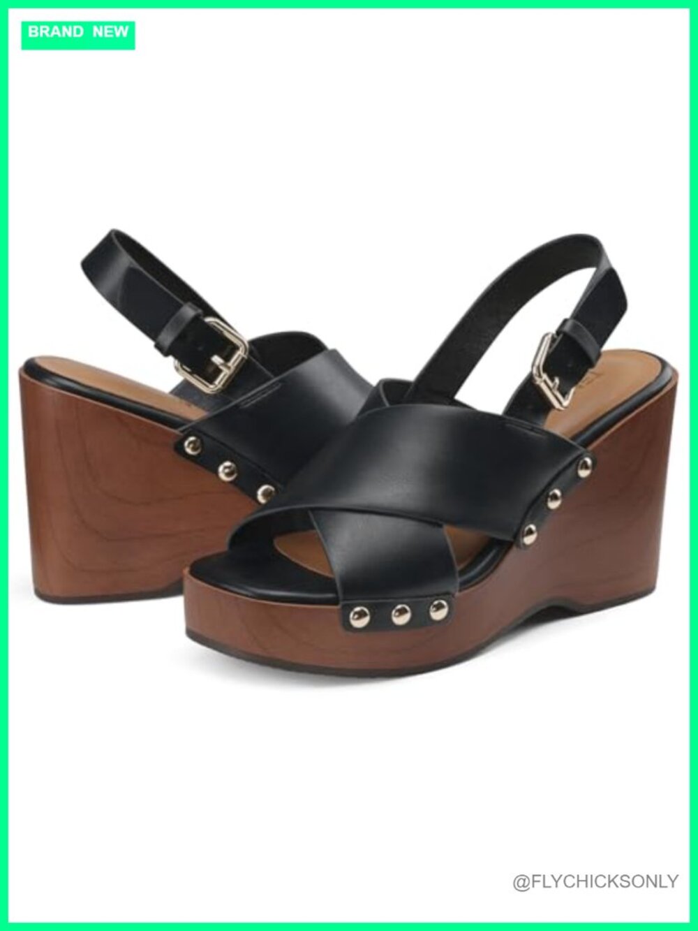 Women's Platform Wedge Sandals Square Toe Crisscross Slingback Faux Leather
